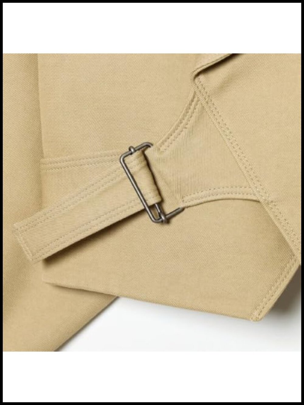 Oversized Cropped Trench Jacket with Lapel Collar Long Sleeves Elastic Cuffs - Picture 4 of 6